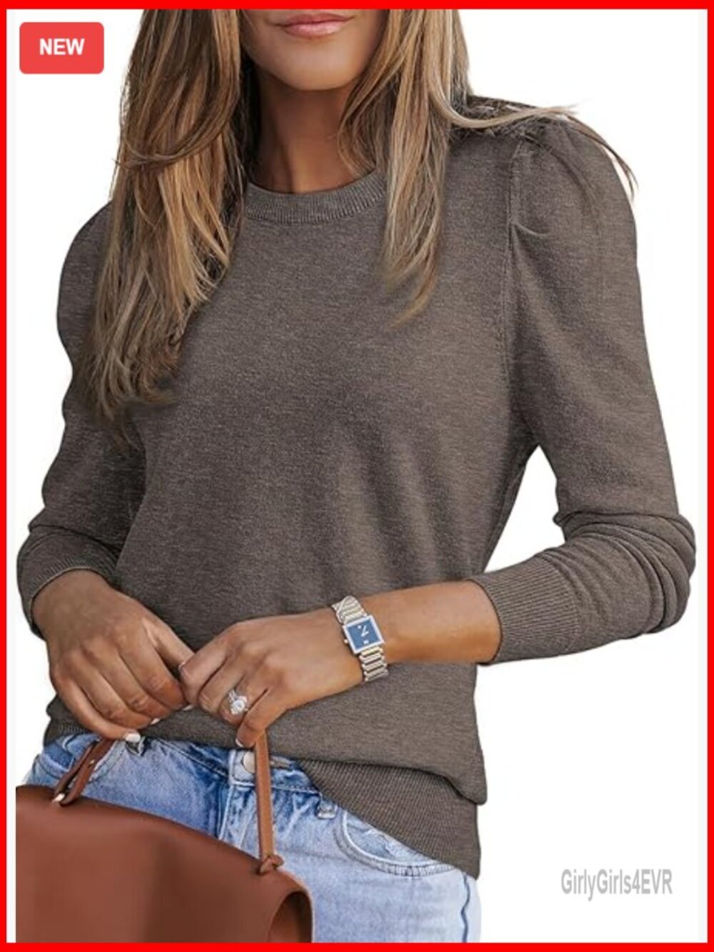 Crewneck Long Sleeve Lightweight Wool Pullover Sweater